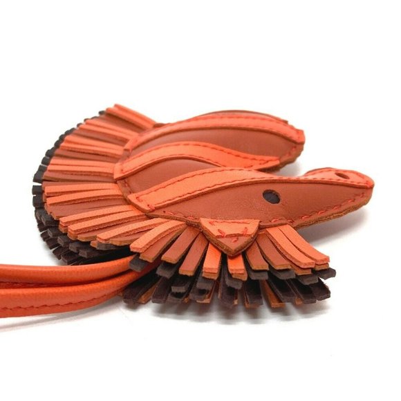 Authentic  HERMES zebra Gee Gee Savannah strap Bag Charm Anyo Miro Orange - Picture 6 of 10